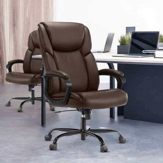 Ali Executive Office Chair - Ergonomic Home Computer Desk Chair for Heavy People with Wheel, Lumbar Support, PU Leather, Adjustabl