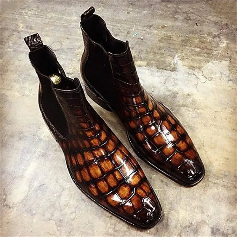 The Croci Unique Crocodile Pattern Leather Boots