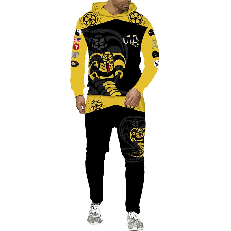 Ali Funny Cobra Kai 3D Print Tracksuit Men's Cool Hoodie/Pants/Suit Hip Hop 2022 Fashion Long Sleeve Jogging Sportswear Athletic Set