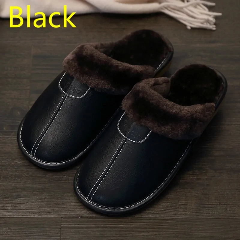 Men's Warm Leather Slippers