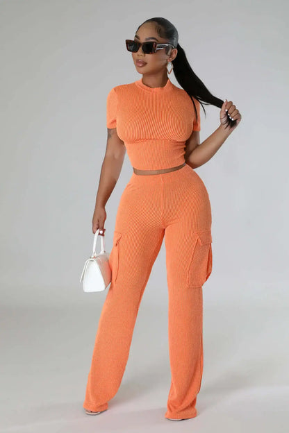 High Waist Straight Pants Two Piece