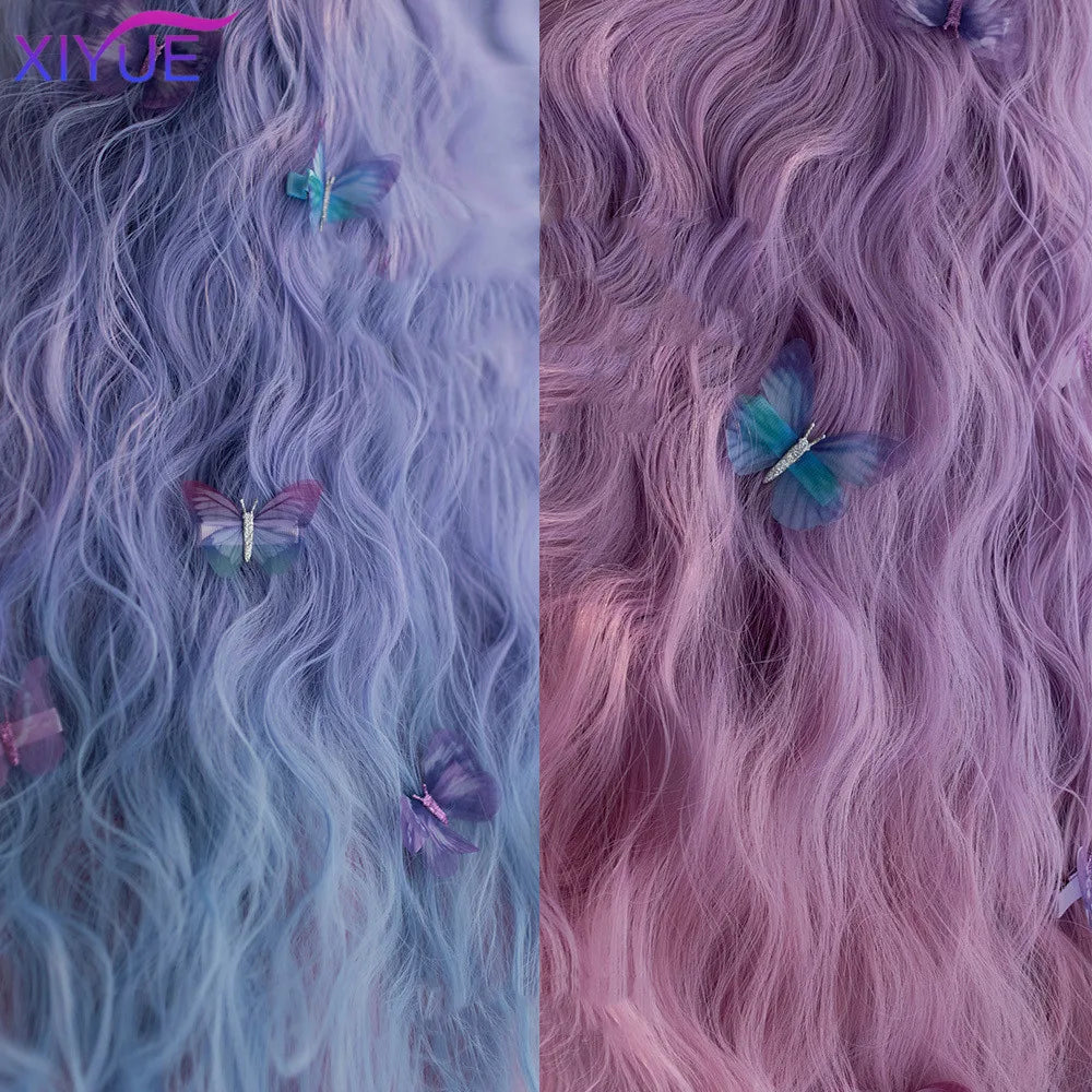 Ali Synthetic Hair XIYUE Blue Pink Lolita Wigs Ombre Long Water Wave Cosplay Wigs Synthetic Hair Wigs Heat Resistant For Women American Style