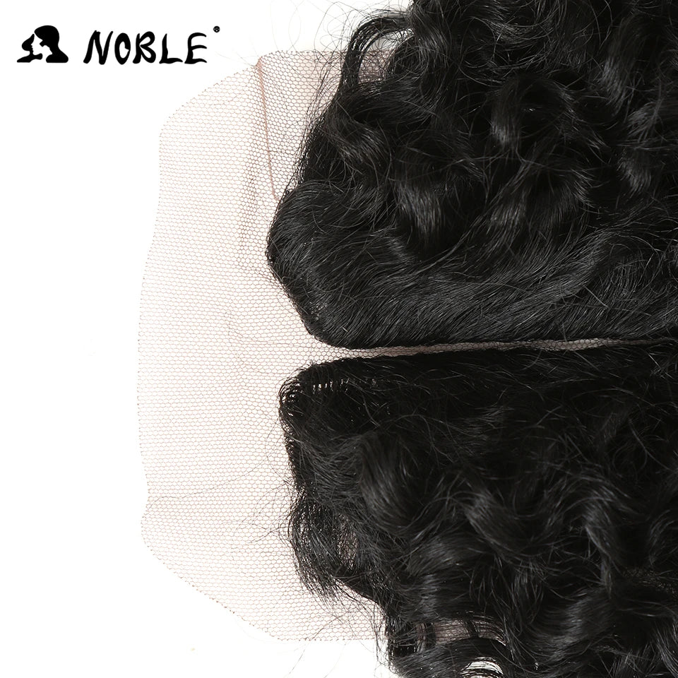 Ali Synthetic Hair Noble Synthetic Hair Weave 16-20 inch 7Pieces/lot Afro Kinky Curly Hair Bundles With Closure African lace For Women hair Extensi