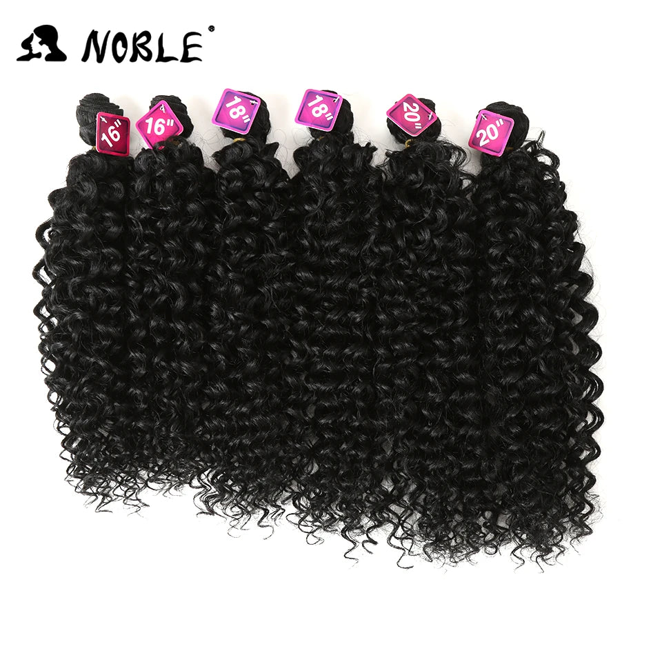 Ali Synthetic Hair Noble Synthetic Hair Weave 16-20 inch 7Pieces/lot Afro Kinky Curly Hair Bundles With Closure African lace For Women hair Extensi