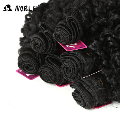 Ali Synthetic Hair Noble Synthetic Hair Weave 16-20 inch 7Pieces/lot Afro Kinky Curly Hair Bundles With Closure African lace For Women hair Extensi