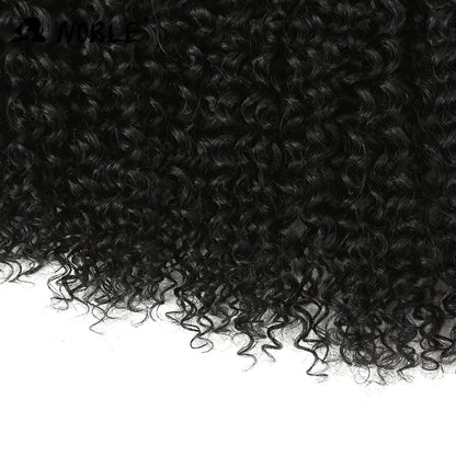 Ali Synthetic Hair Noble Synthetic Hair Weave 16-20 inch 7Pieces/lot Afro Kinky Curly Hair Bundles With Closure African lace For Women hair Extensi