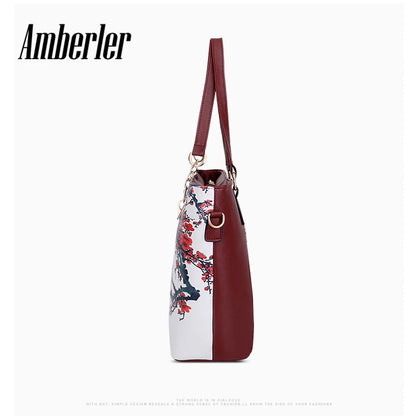 Ali Amberler Luxury Women PU Leather Handbags Women Printed Bags Designer 6 Pieces Set Shoulder Crossbody Bags For Women Big Tote