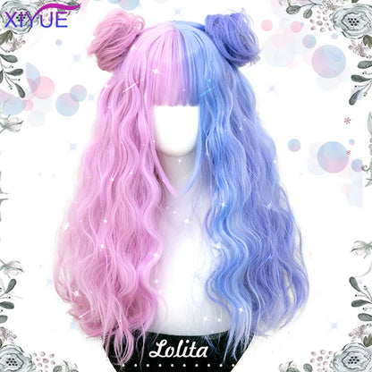 Ali Synthetic Hair XIYUE Blue Pink Lolita Wigs Ombre Long Water Wave Cosplay Wigs Synthetic Hair Wigs Heat Resistant For Women American Style