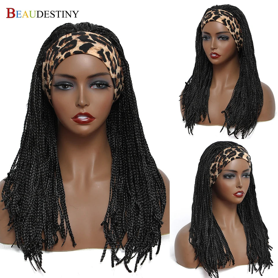 Ali Synthetic Hair Beaudestiny Braided Headband Wig Synthetic Hair Women's Headband Wig Box Braided Wigs Long Black Wig Cheap Wigs Under 20 Dollars