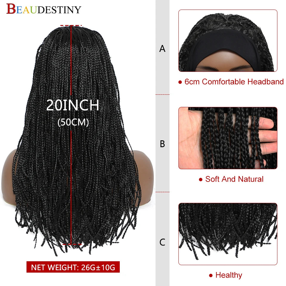 Ali Synthetic Hair Beaudestiny Braided Headband Wig Synthetic Hair Women's Headband Wig Box Braided Wigs Long Black Wig Cheap Wigs Under 20 Dollars