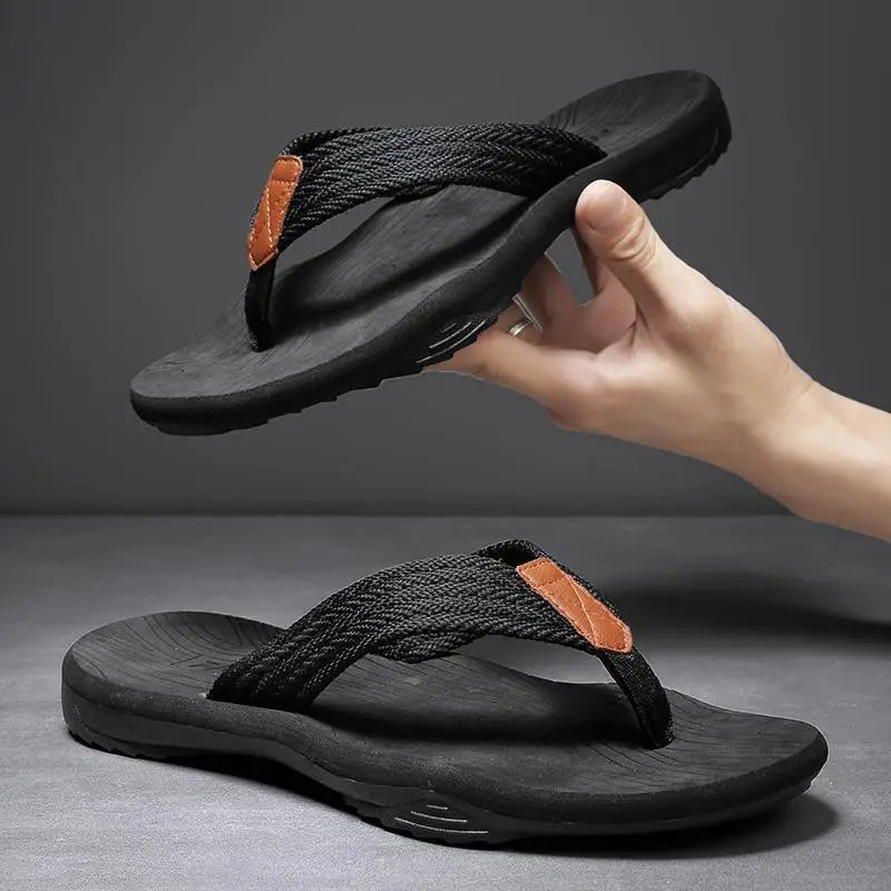 Ali New Nutral Soft Bottom Flip Flops High Quality Men Fashion Anti-slip Zapatos Hombre Casual Beach Shoes Large Size Men Sandals