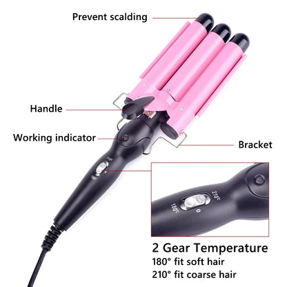 Ali Styling Tools Hair Curling Iron Ceramic Professional Triple Barrel Hair Curler Egg Roll Hair Styling Tools Hair Styler Wand Curler Irons