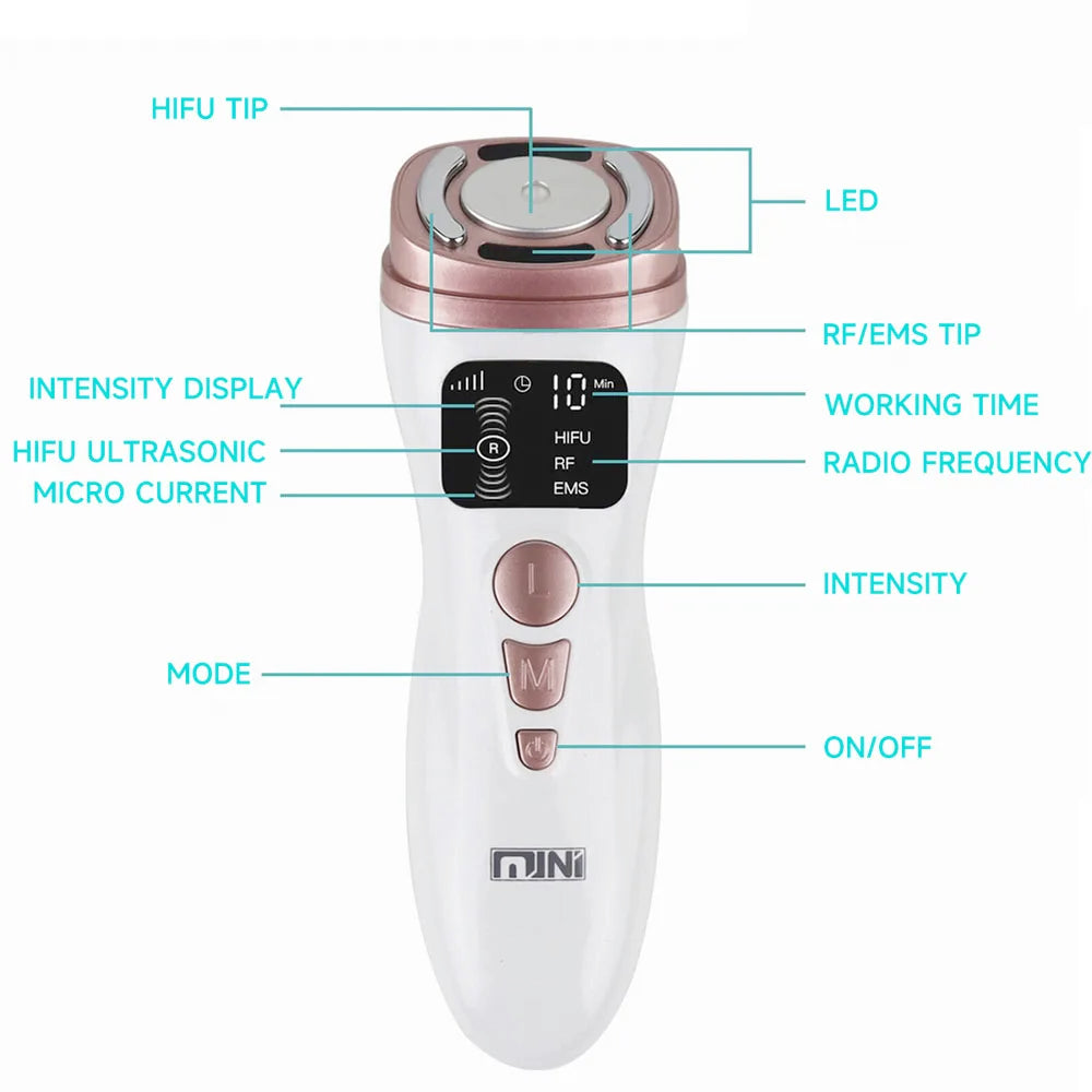 Ali Face & Body Tools Mini HIFU Ultrasound RF EMS Facial Beauty Device Face Massager Neck Lifting Tightening Rejuvenation Skin Care