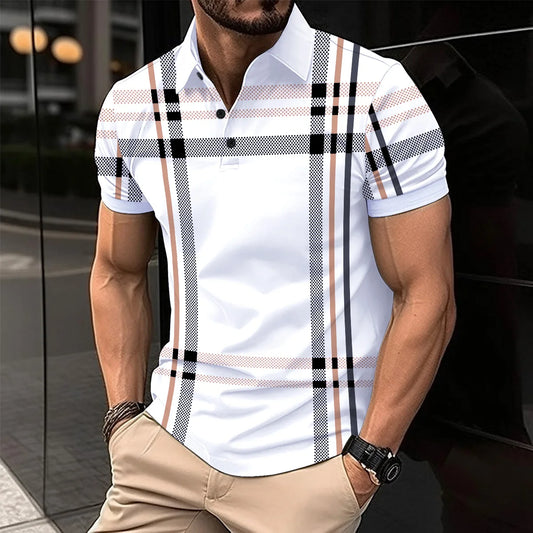 Ali 2024 Summer Explosive Men's Polo Shirt Slim Fit Breathable Lapel Top Short Sleeve Summer Casual Men's Clothing Polo Shirt