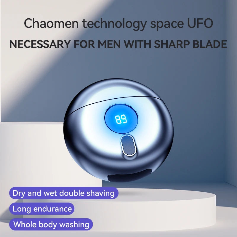 Ali Razor & Shavers MOTAWISH Men's Electric Shaver Mini Travel Portable Rechargeable Small Flying Saucer Shaver for Men