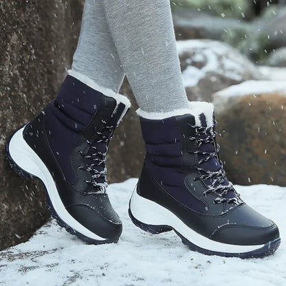 Ali Women Boots Winter Platform Heels Snow Boots for Wamen 2023 Trend Fur Warm Ankle Boots Female Plush Winter Waterproof Shoes