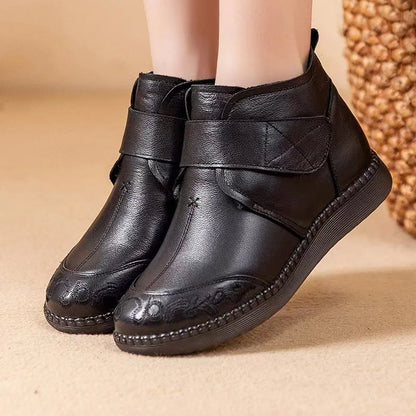 Ali 2024 New Women's Real Leather Ankle Boots Thick Bottom Plush Shoes Women Winter Warm Shoes Fashion Cool Footwear Size 35-41