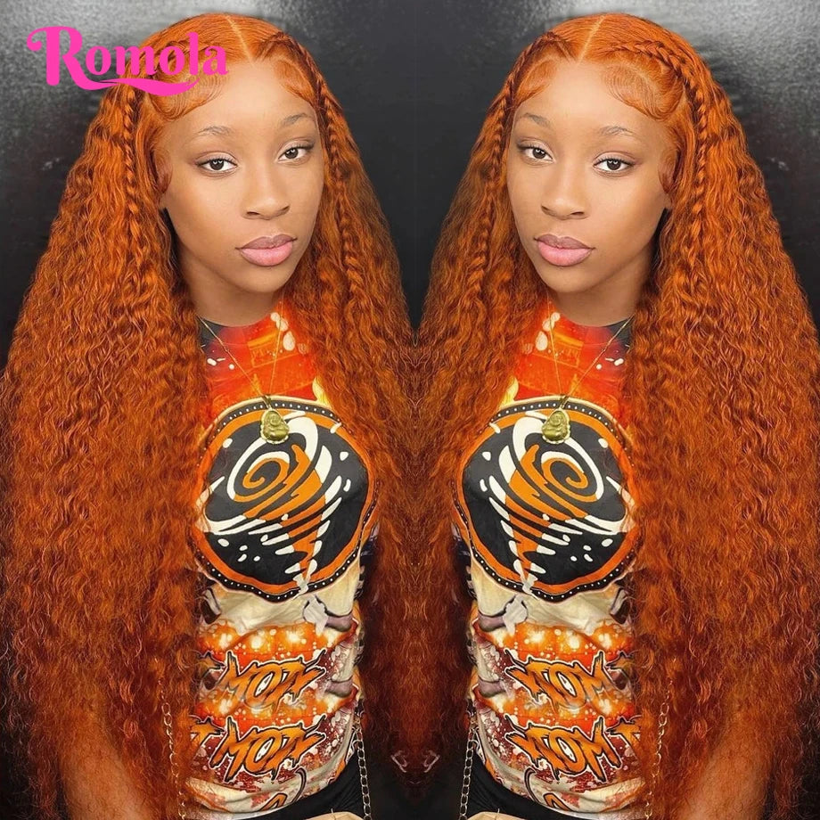 Ali Orange Ginger Lace Front Wig Human Hair Curly Wigs 30 Inch Deep Wave Frontal Wig 13x6 Hd Lace 13x4 Lace Front Human Hair Wig