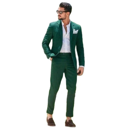 Ali Green Men Suits Single Breasted Notch Lapel Summer Blazer Chic Slim Fit Full Set Elegant Prom Party 2 Piece Jacket Pants Terno