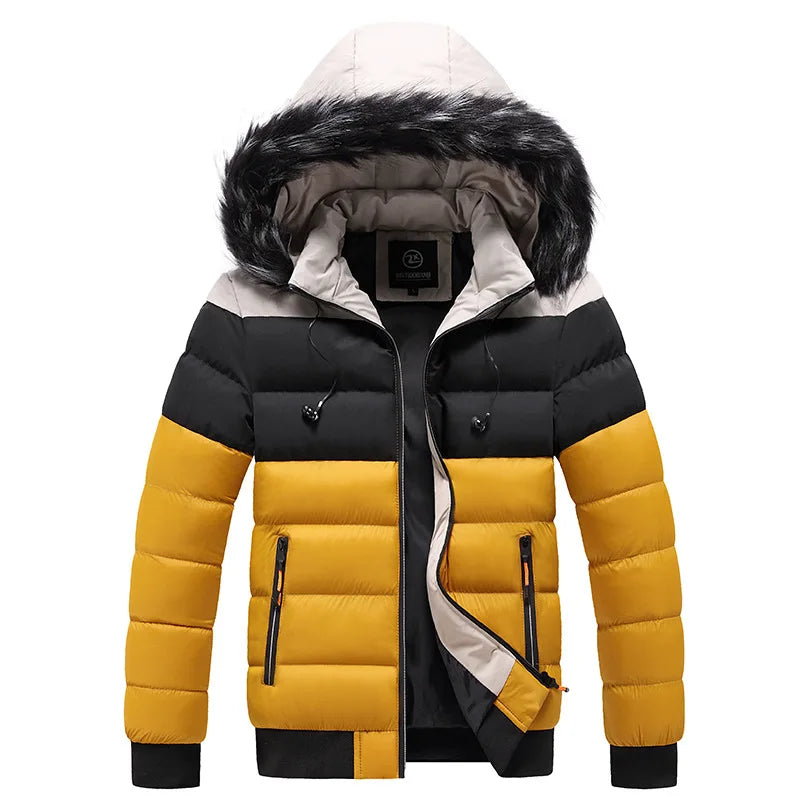 Ali Men High Quality Winter Thick Warm Parker Jacket Men Fur Collar Thermal Parkas Classic Coats Casual Windbreaker Cotton Coat Men