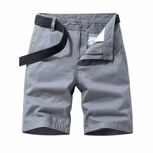 Ali Casual Solid Color Zipper Button Men's Cargo Shorts Classic Pocket Loose Street Casual Straight Cylinder Summer Male Short