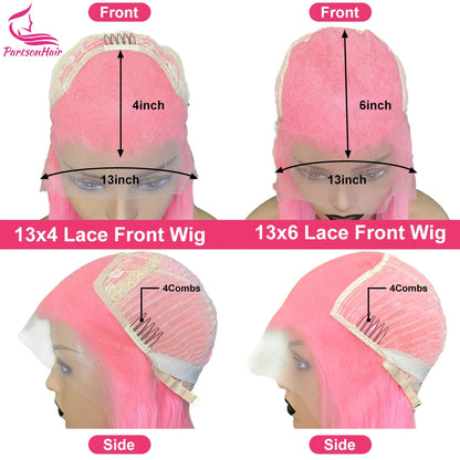 Ali 13X6 HD Lace Frontal Wigs Highlight Dark Pink Body Wave 13X4 Lace Front Wig 250 Density 613 Colored Human Hair Wigs For Women