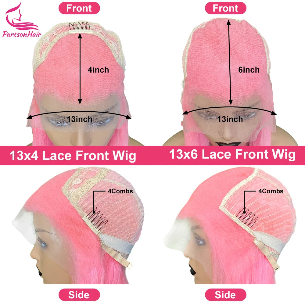 Ali 13X6 Transparent Lace Frontal Wigs Dark Pink Body Wave 13X4 HD Lace Front Wig 250 Density 613 Colored Human Hair Wigs For Women