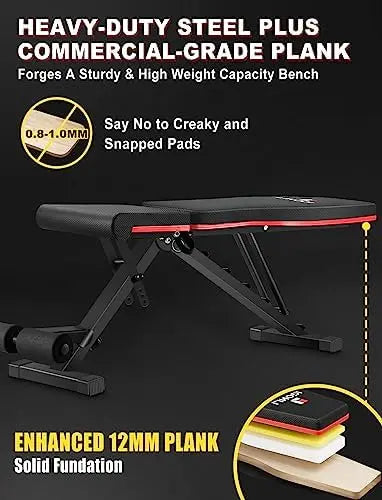 Ali Bench, Adjustable Strength Training Benches for Full Body Workout, Multi-Purpose Foldable Incline Decline Home Gym Bench