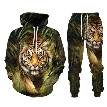 Ali 2024 Pants Sets Hoodie Men's For Clothing Animal Tiger 3D Printed Y2k Casual Tracksuit Autumn Winter Fashion Streetwear Man