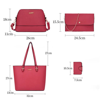 Ali 4Pcs/Set Fashion Woman's Bag Soft Leather Shoulder Bags Simple PU Crossbody Bags Ladies Bag Set Exquisite Purse For Girls