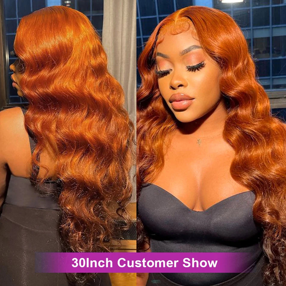 Ali Ginger Orange 13x6 HD Lace Front Wigs Human Hair Bone Body Wave 13x4 Human Hair Lace Frontal Wigs Transparent Lace Wig For Women