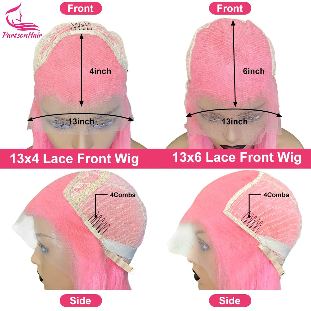 Ali Pink Transparent 13x6 13x4 Lace Front Wig Body Wave 250 Density Remy Human Hair Wig Colored 613 Wigs For Women T Part Lace Wig