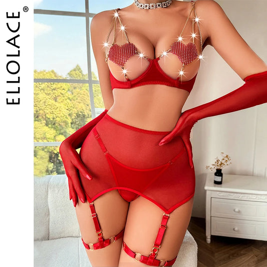 Ali Ellolace Sexy Lingerie Saint Valentin Back Night Outfit Women Love Underwear Without Censorship Fantasy Wedding Porn Erotic Set