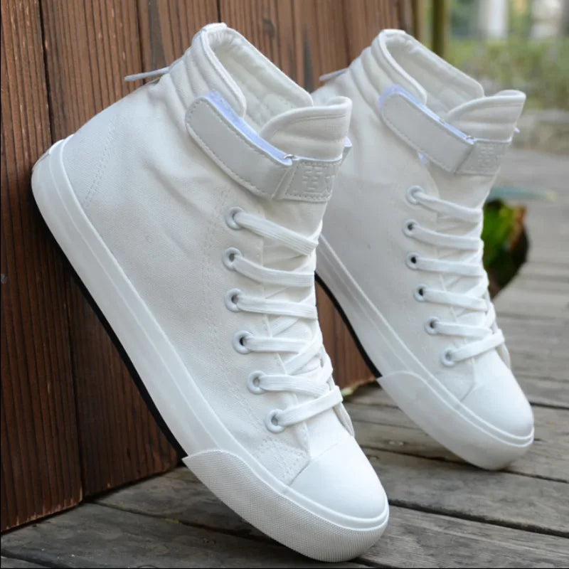 Ali Men High Top White Canvas Shoes Summer Autumn Women Sneakers Fashion Breathable Walking Trainers Non-slip Unisex Casual Shoe