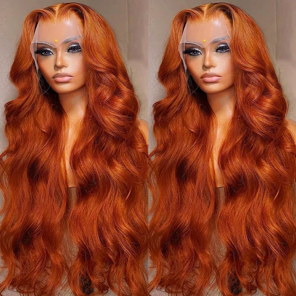 Ali Ginger Orange 13x6 HD Lace Front Wigs Human Hair Bone Body Wave 13x4 Human Hair Lace Frontal Wigs Transparent Lace Wig For Women