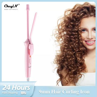 Ali Styling Tools CkeyiN Mini Curling Iron 9mm Professional Hair Curler Ceramic Curls Wand Small Salon Styling Tools Long Lasting Curly Hair Roll