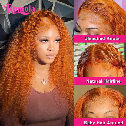 Ali Orange Ginger Lace Front Wig Human Hair Curly Wigs 30 Inch Deep Wave Frontal Wig 13x6 Hd Lace 13x4 Lace Front Human Hair Wig