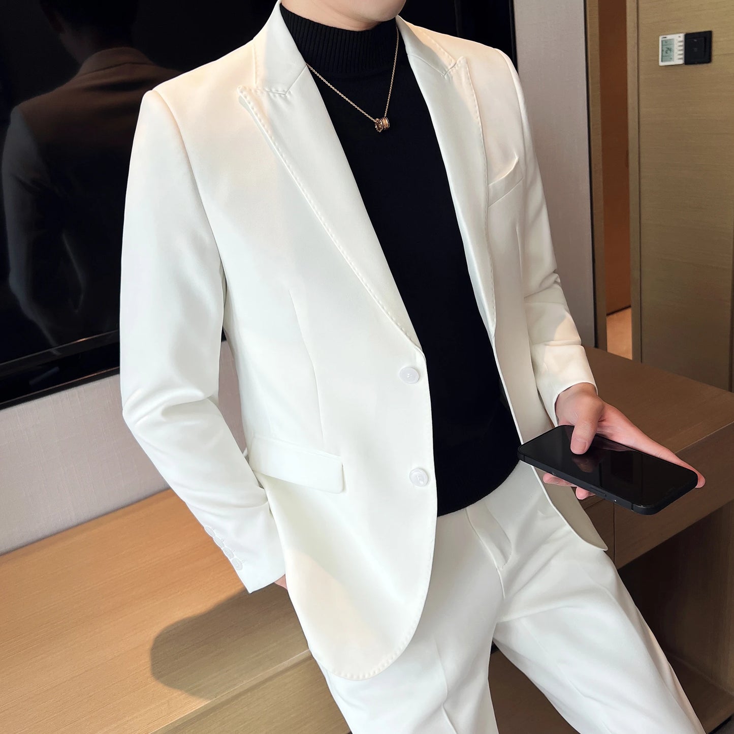 Ali Men's Blazers (Jacket+Pants) 2023 Men's Spring High Quality Business Suits/Male Slim Fit Groom's Wedding Dress Male Slim Fit Blazers S-5XL