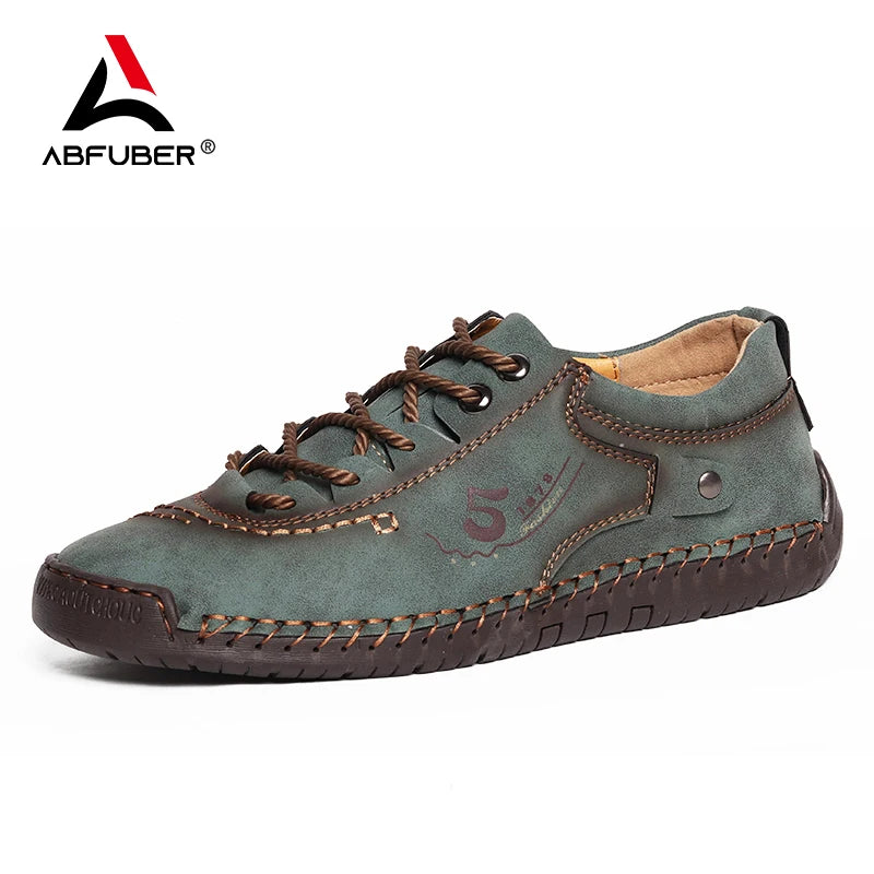 Ali Handmade Leather Casual Men Shoes Breathable Lace Up Men Loafers Comfort Walking Shoes Men Flats Hot Sale Moccasins Shoes