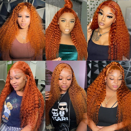 Ali Orange Ginger Lace Front Wig Human Hair Curly Wigs 30 Inch Deep Wave Frontal Wig 13x6 Hd Lace 13x4 Lace Front Human Hair Wig