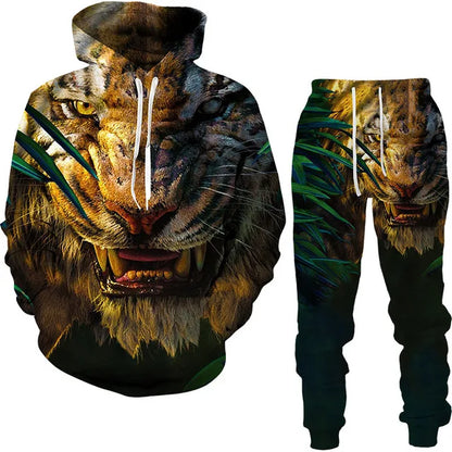 Ali 2024 Pants Sets Hoodie Men's For Clothing Animal Tiger 3D Printed Y2k Casual Tracksuit Autumn Winter Fashion Streetwear Man