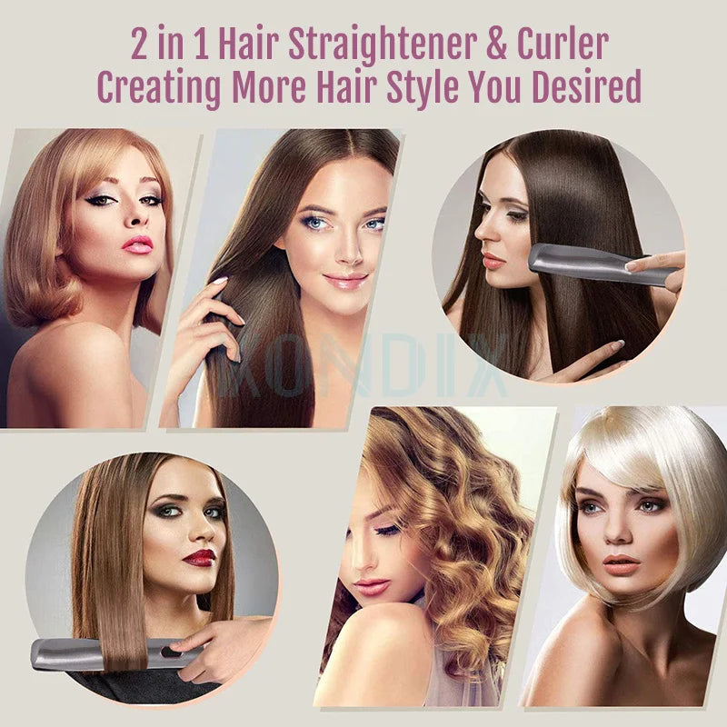 Ali Hair Dryers Ali Styling Tools Hair Curler & Straightener 2 in 1,  Spiral Wave Curling Iron, Professional Hair Straighteners, Fashion Styling Tools, New Arrive