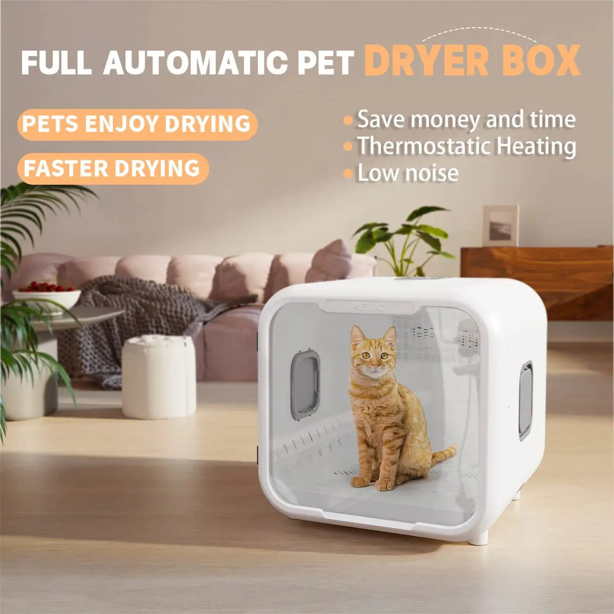 Ali Hair Dryers PETJC 66L Pet Dog Hair Dryer Cat Ultraviolet Sterilization Drying Box Automatically Mute Noise Pet Hair Dryers for Cat Puppies