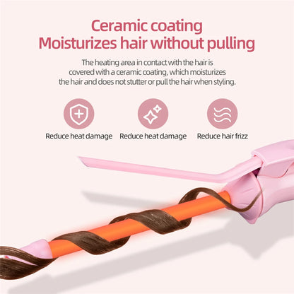 Ali Styling Tools CkeyiN Mini Curling Iron 9mm Professional Hair Curler Ceramic Curls Wand Small Salon Styling Tools Long Lasting Curly Hair Roll