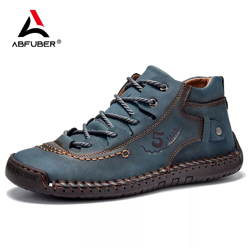 Ali Handmade Leather Casual Men Shoes Breathable Lace Up Men Loafers Comfort Walking Shoes Men Flats Hot Sale Moccasins Shoes