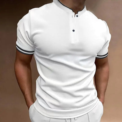 Ali New men's classic short-sleeved Polo shirt summer top Casual T-shirt bottom collar oversized S-XXXL