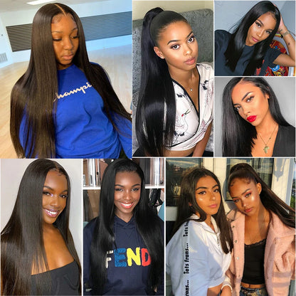 Ali 30 Inch Long Bundles Straight Human Hair 1/3/4 Pcs Bone Straight Hair Weave Double Weft 100% Remy Raw Hair Extensions Natural