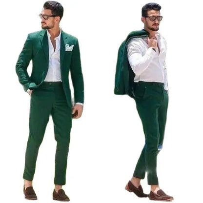 Ali Green Men Suits Single Breasted Notch Lapel Summer Blazer Chic Slim Fit Full Set Elegant Prom Party 2 Piece Jacket Pants Terno