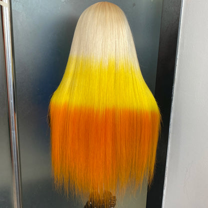 Ali 13x4 Lace Front Remy Human Hair 22inch 613 yellow orange Colored Long Straight Human Hair Wigs for Women Preplucked Glueless Wig