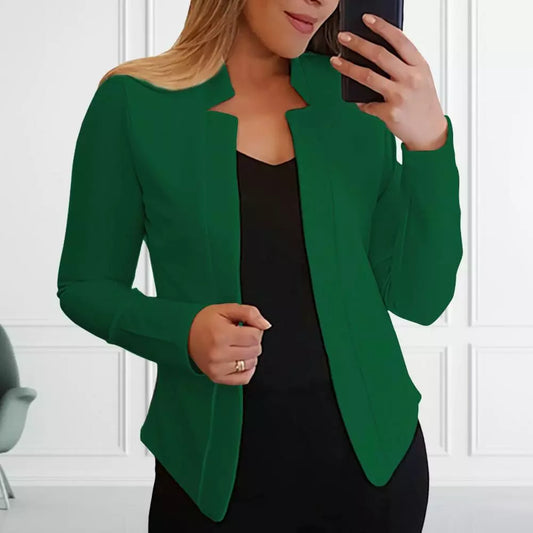 Ali 2022 European and American fashion lapel cardigan mid -length temperament suit outer jacket women